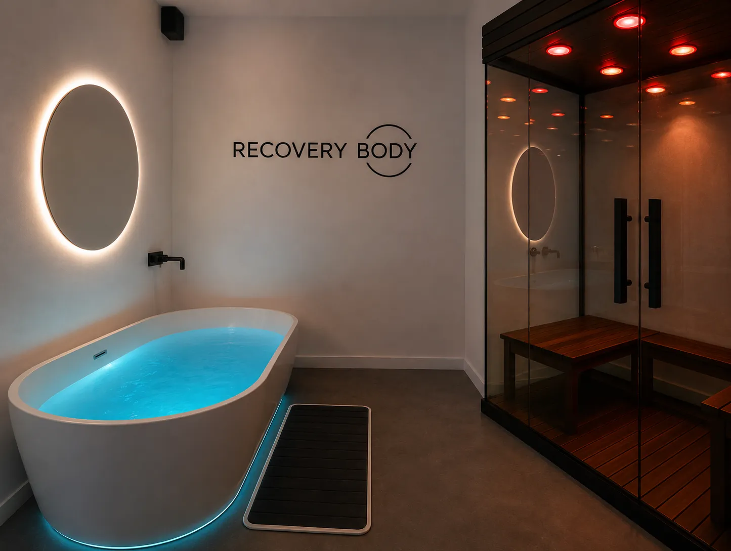 Sauna seca e banheira de imersão no espaço Recovery Body